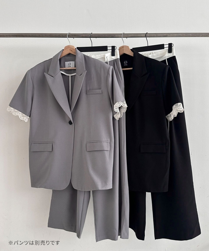 ジャケット レディース セットアップ 夏 半袖 フォーマル テーラード