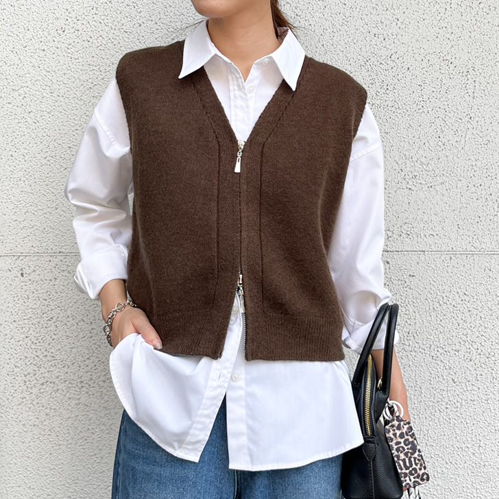 ダブルスタンダード　ファー　ニット　ベスト　ジレ ファー×ニットベスト | Chez toi(シェトワ)レディース | PAL CLOSET