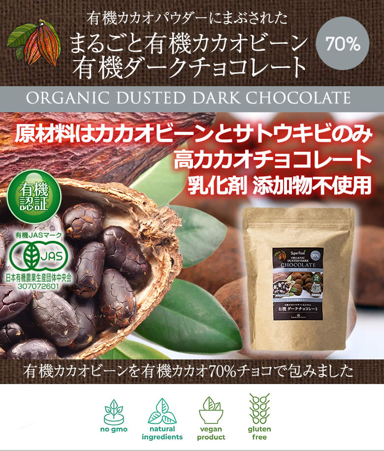 有機カカオビーンチョコレート カカオ70%