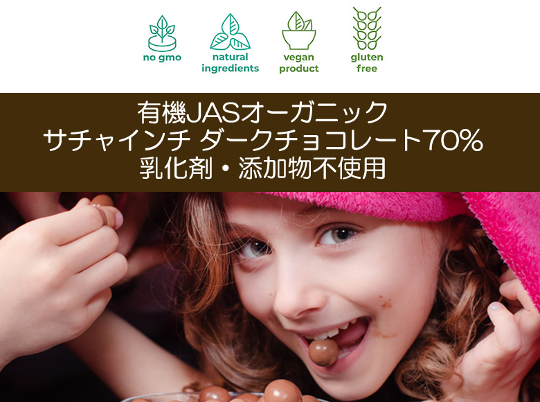 有機JASオーガニック サチャインチナッツチョコレート サチャインチ チョコボール チョコレートボール グリーンナッツ インカインチ クーベルチュール ペルー産”