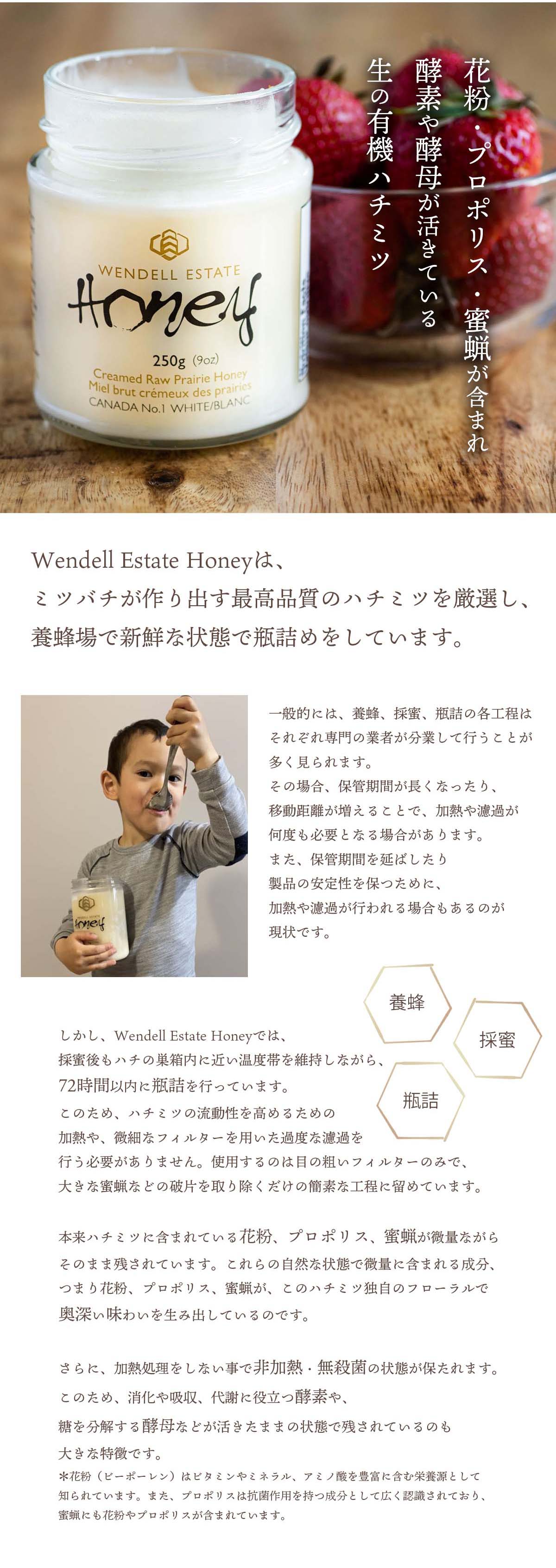 オーガニック生ハチミツ500g 酵素や酵母が活きている クリーム状Raw 有機はちみつ 無濾過・非加熱・無殺菌 花粉・プロポリス・蜜蝋が含まれた蜂蜜