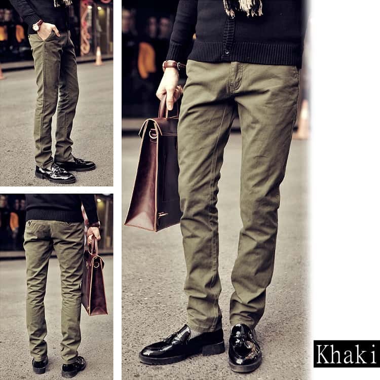 ポケット付き　チノパン サイズ01 全品送料無料 スリムフィットカラーチノパン シンプル ボトムス パンツ