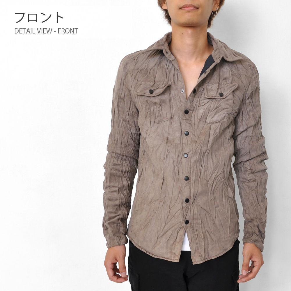 全品送料無料 tsb 【ラスト1】 シャツジャケット シワ加工 ワイヤー入