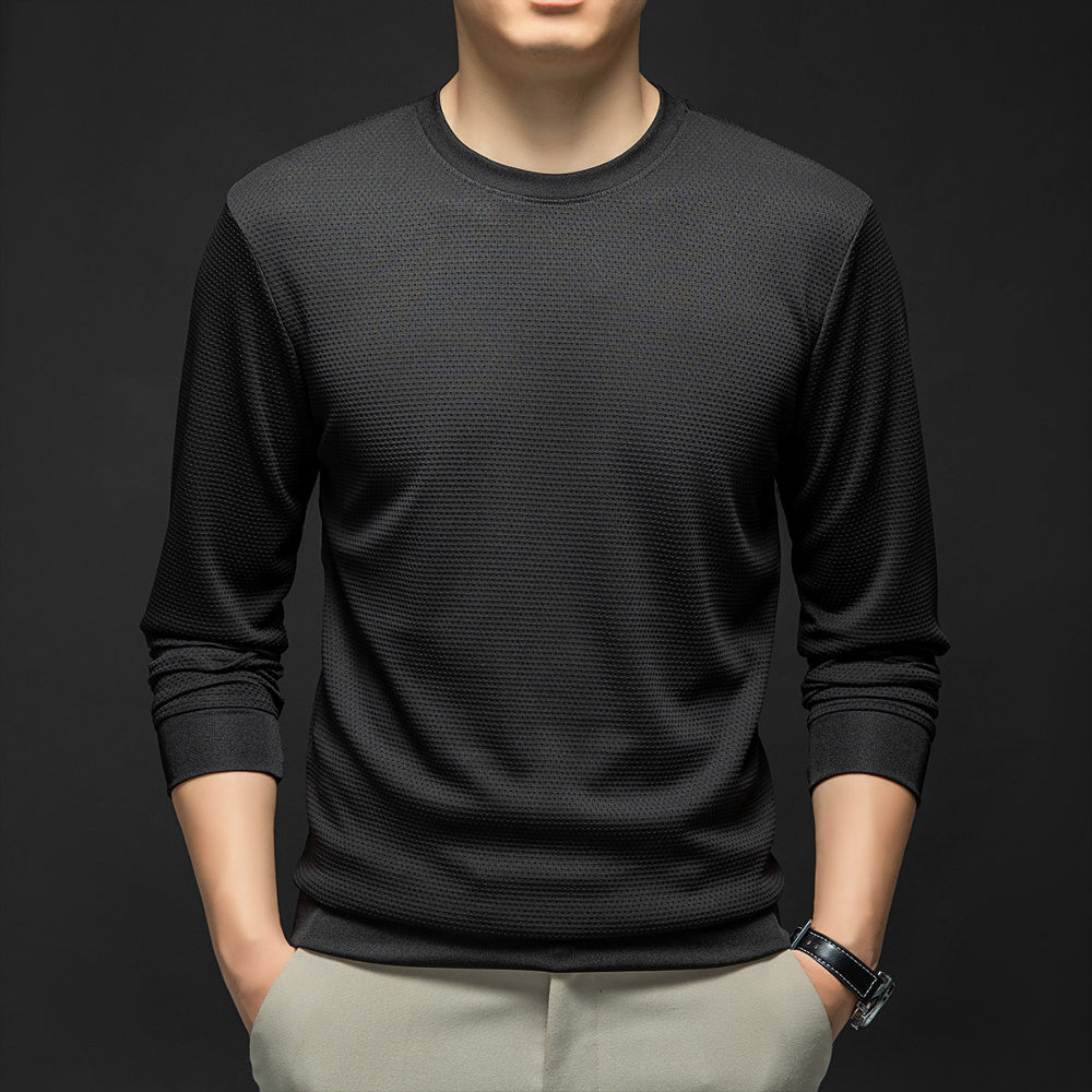 全品送料無料 リブ付き 長袖Tシャツ メンズ 伸縮性 カットソー 無地
