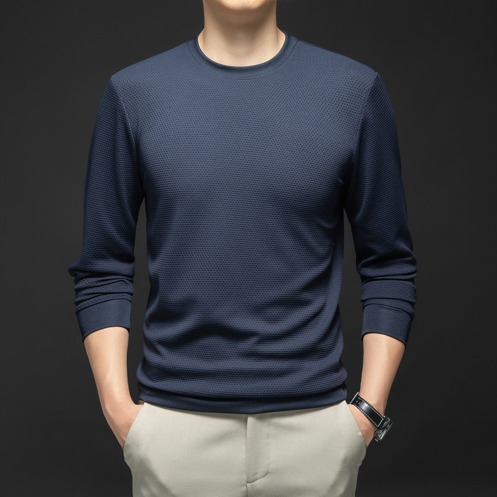 全品送料無料 リブ付き 長袖Tシャツ メンズ 伸縮性 カットソー 無地