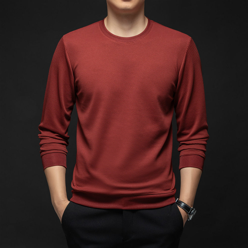 全品送料無料 リブ付き 長袖Tシャツ メンズ 伸縮性 カットソー 無地