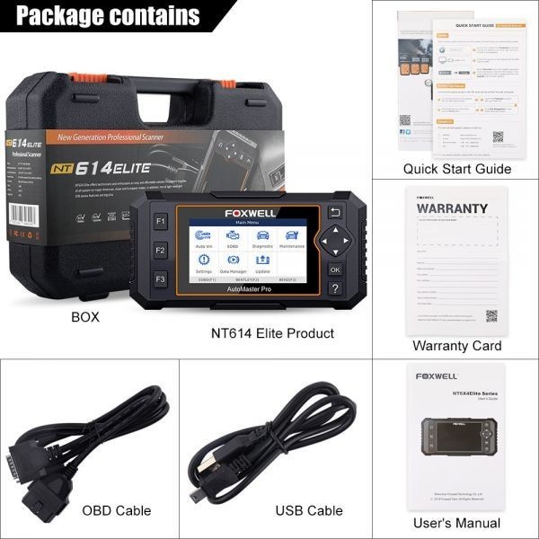 Foxwell NT614 エリート オールシステムスキャンツール 車の診断ツール 