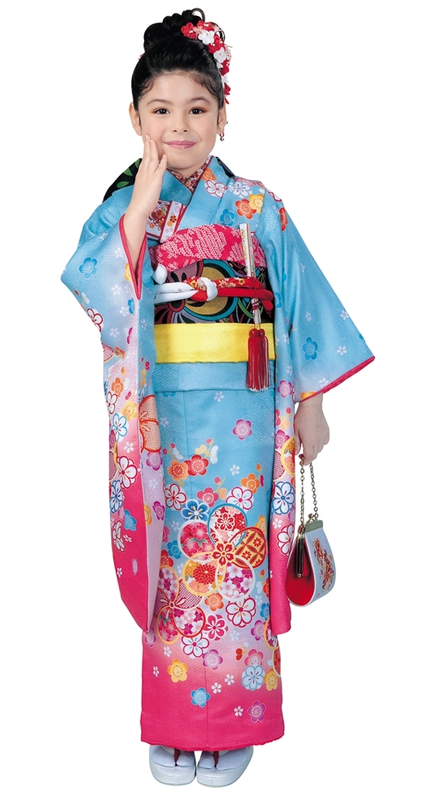 R・K 7歳きもの(四つ身)セット 梅 水色 対応身長120cm 七五三 3