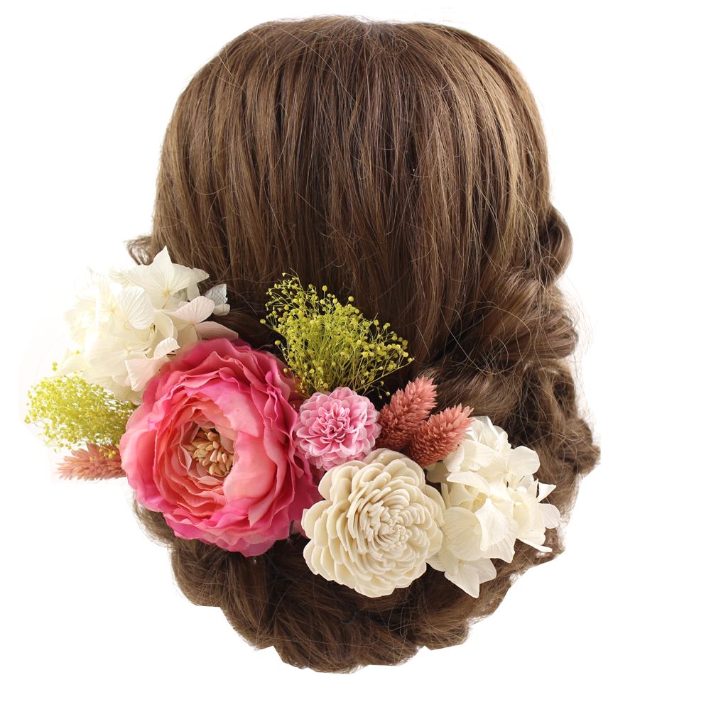 髪飾り 成人式 結婚式 和装 ラナン ローズ プリザーブドフラワー 10点セット ヘアアクセサリー ヘッドドレス かすみ草