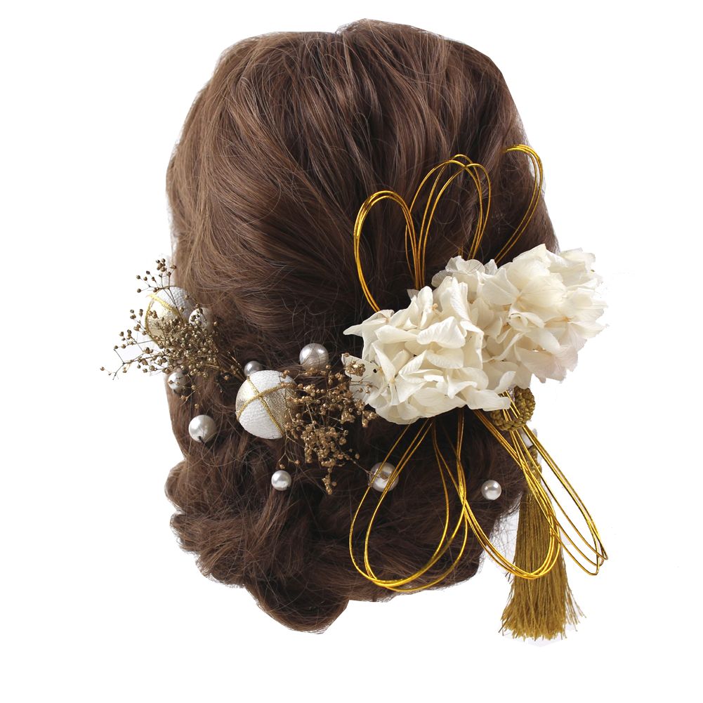 C.47 ゴールドリボンの髪飾り 成人式 結婚式 卒業式