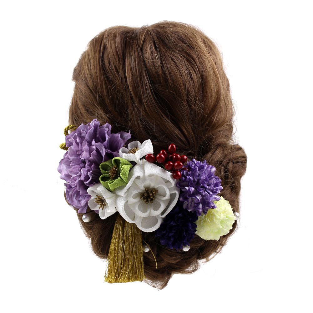 髪飾り 成人式 結婚式 和装 ダリア つまみ細工 15点セット ヘア  