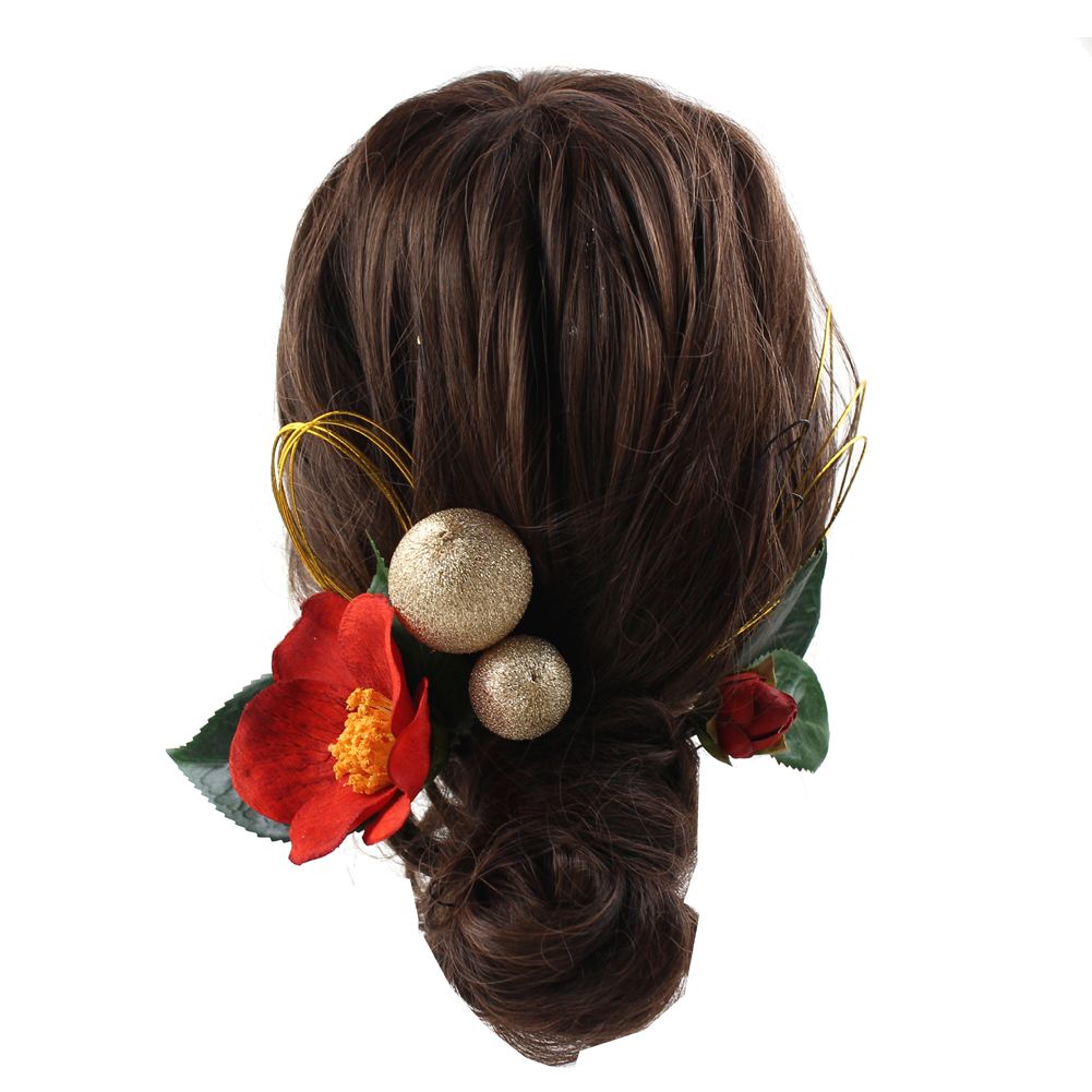 手毬セット　結婚式　和装 髪飾り 成人式 結婚式 和装 手毬 椿 7点セット ヘアアクセサリー