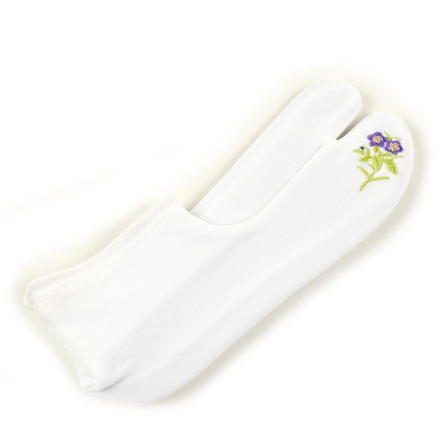 足袋 誕生花 ストレッチ 刺繍 足袋 フリーサイズ 22.5〜24.5cm 着物 浴衣 和装 女性用 レディース 白
