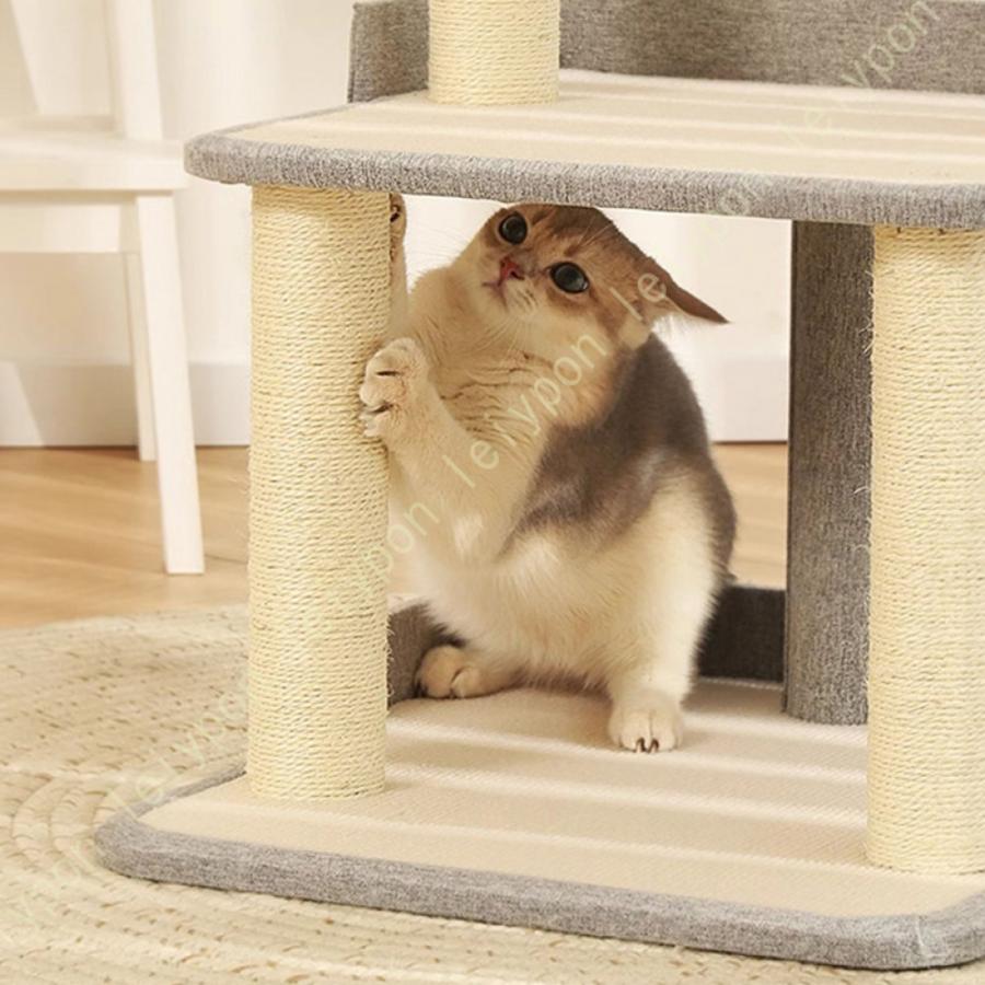 キャットタワー 多頭飼い 大型猫用 スリム 猫タワー 爪研ぎ 麻紐