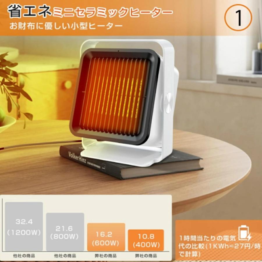 セラミックファンヒーター 小型 卓上 ヒーター 足元 省エネ 静音