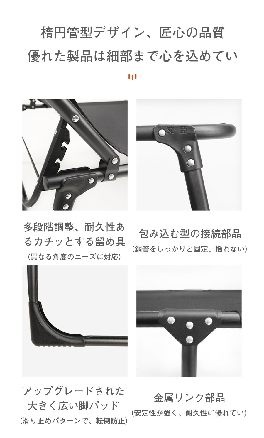 折りたたみ ベッド 4段リクライニング コンパクト 耐荷重200kg コット
