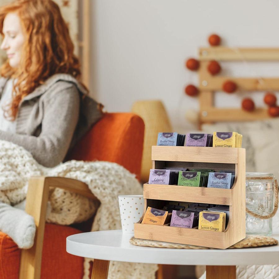 ティーバッグケース 天然木製 お茶/紅茶パック収納ボックスキッチン