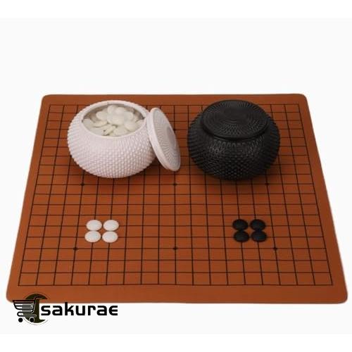 囲碁セット 囲碁 碁盤セット 19路盤 携帯便利 折り畳み式碁盤盤 : 楽