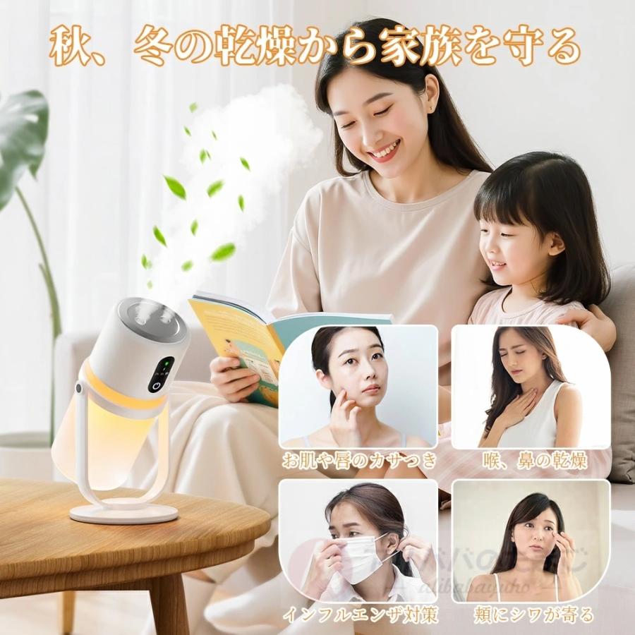 卓上加湿器 コードレス ダブル噴霧 加湿器 卓上 超音波式 小型 300ml