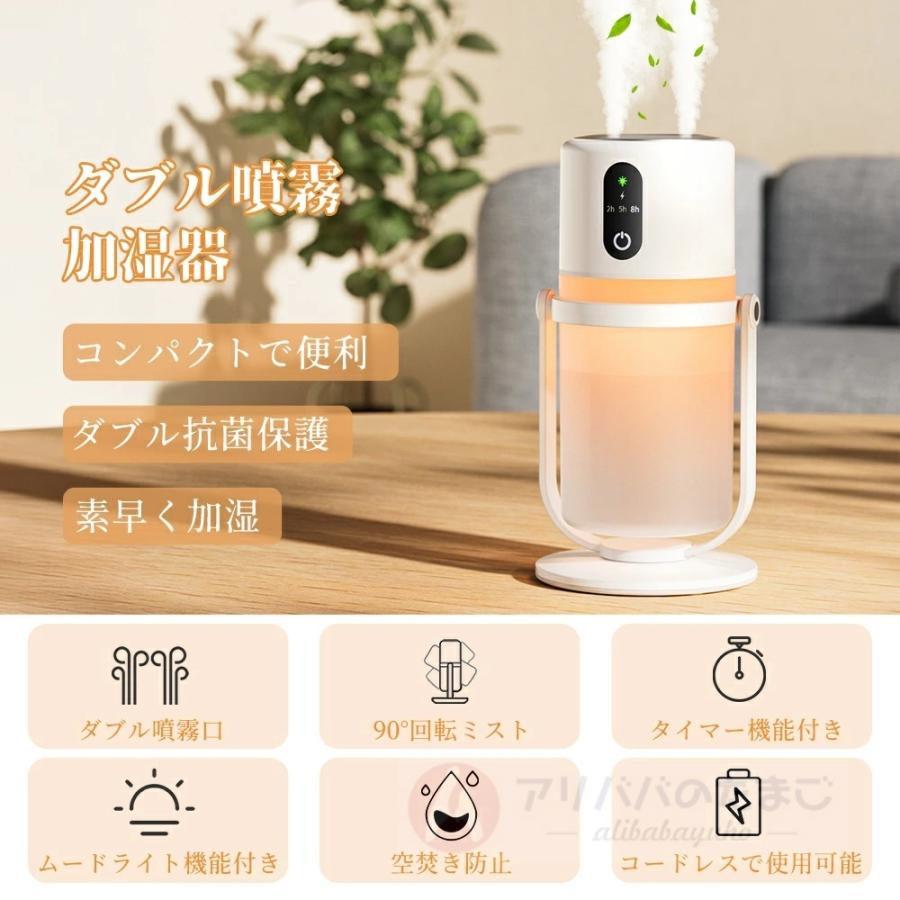 【ダブルノズル&除菌】加湿器 卓上 加湿器 卓上加湿器 コードレス ダブル噴霧 加湿器 卓上 超音波式 小型 300ml