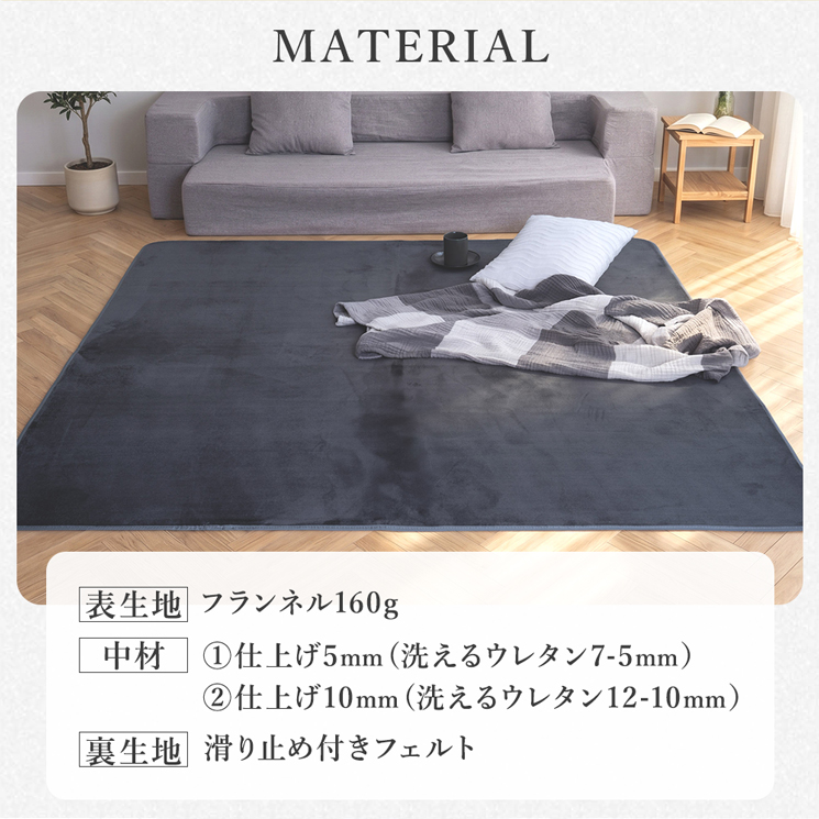 Sylphease（シルフィーズ） ラグ 洗える 防ダニ 抗菌 防臭 無地