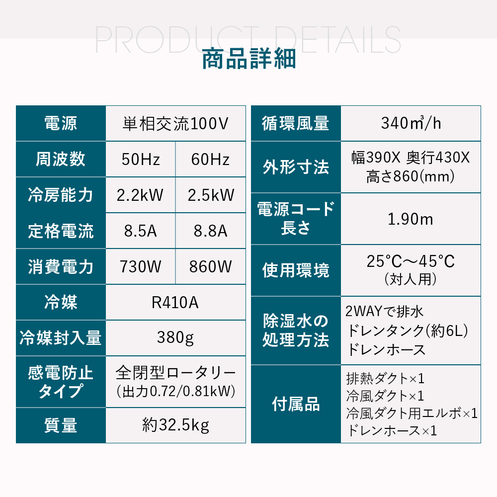 スポットクーラー シングル 2.5kW 100V 業務用 工事不要 スポット