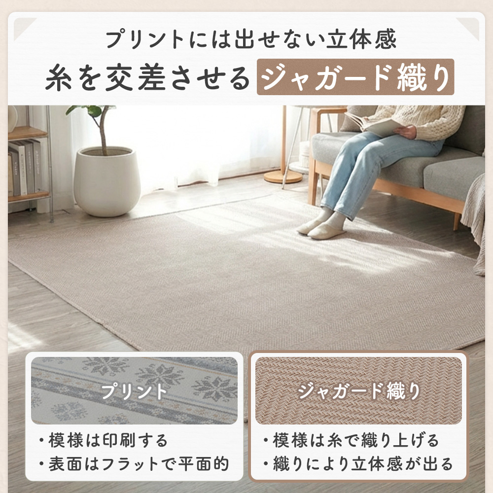 ラグ 2畳 185×185 洗える 綿混 ジャ...の詳細画像2