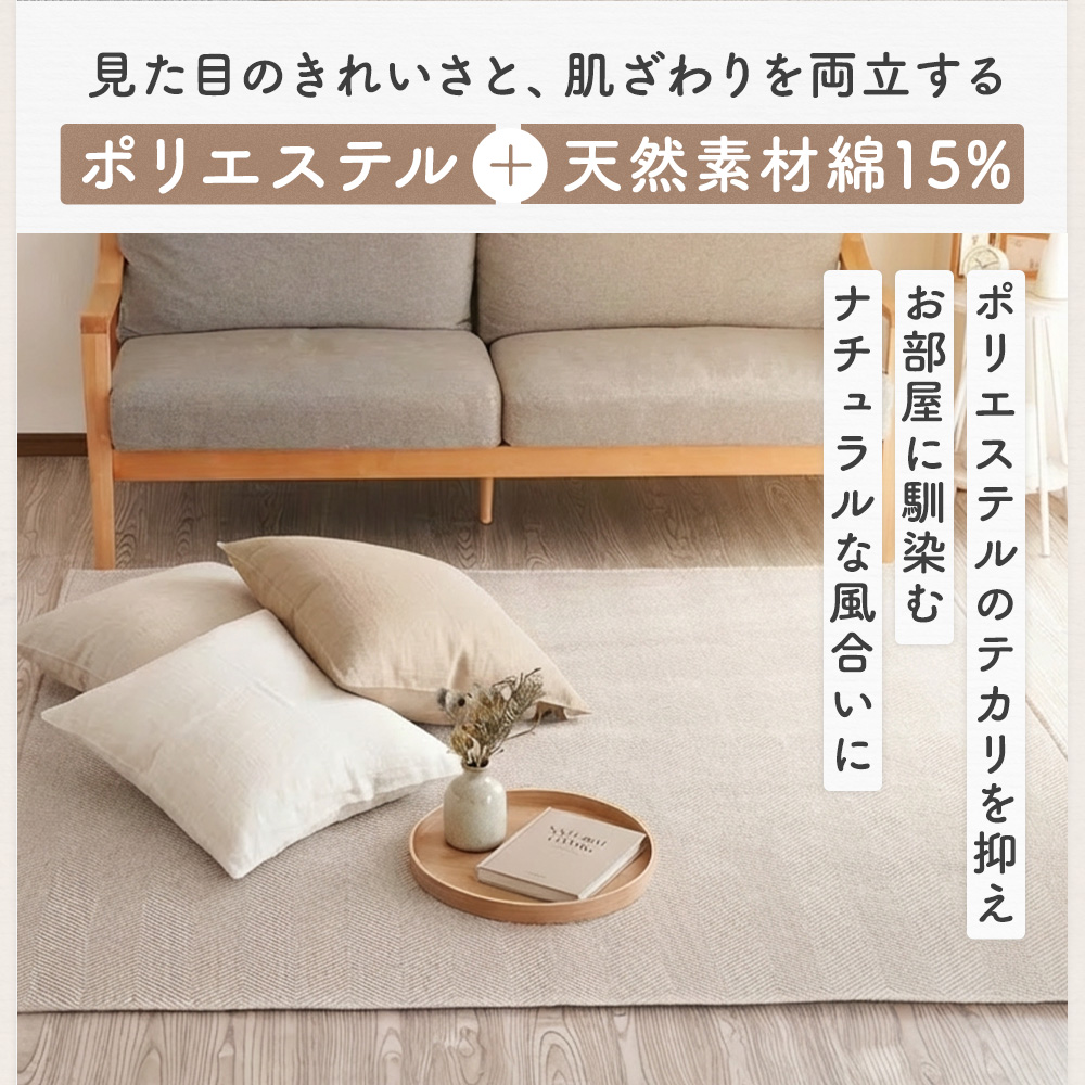 ラグ 2畳 185×185 洗える 綿混 ジャ...の詳細画像5