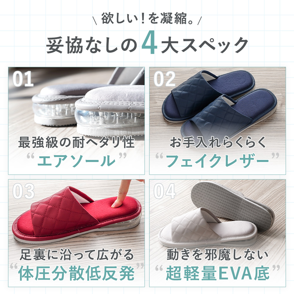 スリッパ メンズ 室内履き レディース 厚底 エアソール 低反発 静音 疲れない 29cm オフィス 来客用 関連画像3
