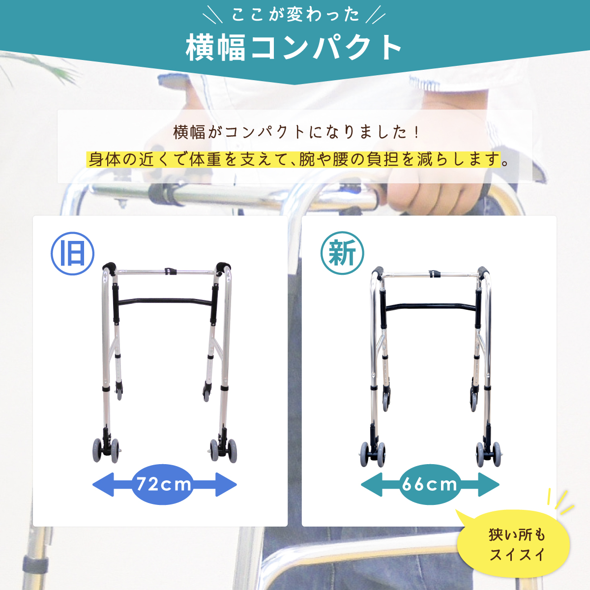 楽々健 折り畳み式歩行器 アルミ製 歩行補助器 5段階高さ調節 固定型