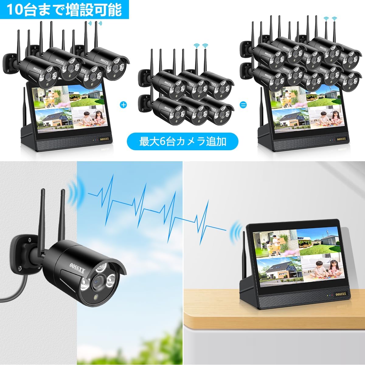 防犯カメラ ワイヤレス カメラ 屋外 家庭用 wifi 屋内 300万画素 