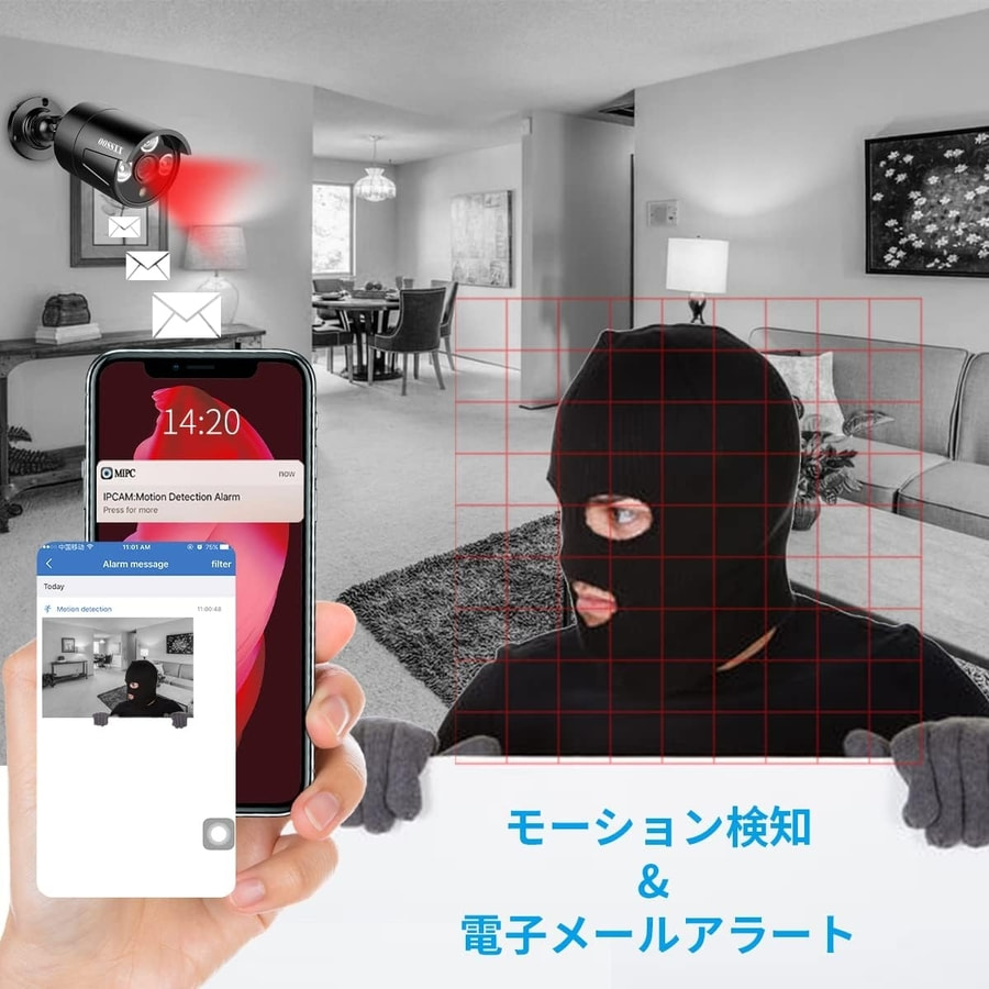 (AI人体検知・音声録画・ IP67防水防塵) OOSSXX 防犯カメラ有線 poe防犯カメラ 500万画素 防犯カメラ 屋内屋外対応 監視カメラ 監視弾丸屋外カメラ 増設 黒 |  | 03