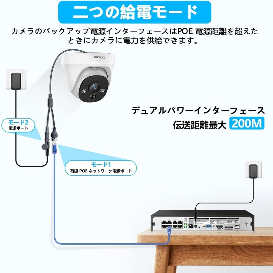 防犯カメラ 屋外 家庭用 防犯カメラセット 4台 ドーム型 800万画素 PoE