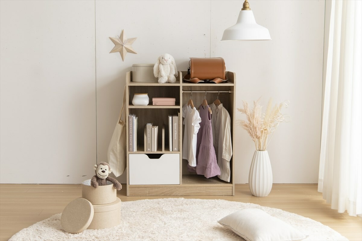 ランドセルラック 学用品収納棚 おしゃれ ナチュラルモダン ハンガー