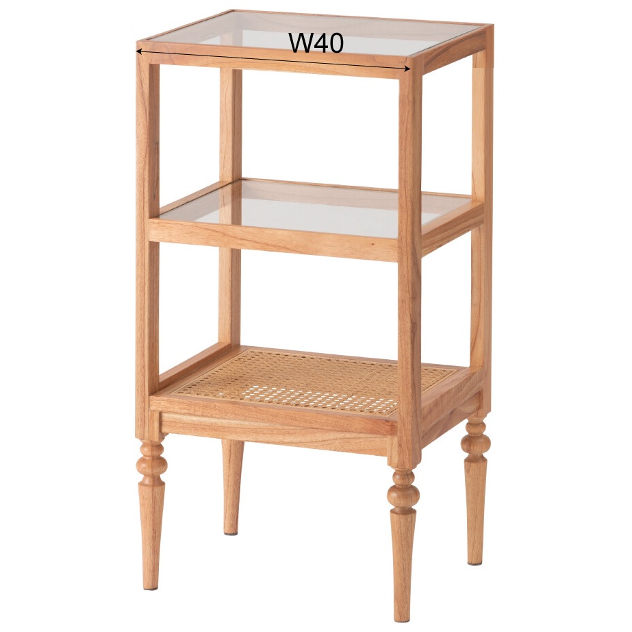 棚 シェルフ ラック ガラス ラタン おしゃれ レトロ アンティーク