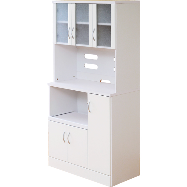 食器棚 レンジ台 キッチンボード キッチンラック レンジラック カップボード トースターラック レンジ上ラック 電子レンジ台 鏡面 白