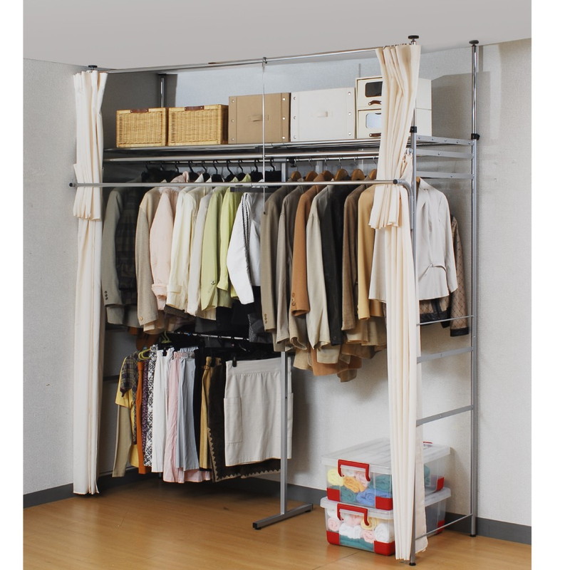 【定価54,990円】 ハンガーラック 伸縮クローゼット ワードローブ 楽天市場】伸縮クローゼット 幅85-125cm ハンガーラック 上棚