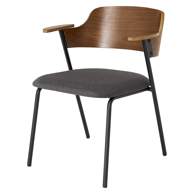 北欧 モダン ハイバックチェア 木製 椅子 ダークグレー座面 ヴィンテージ ② ダイニングチェア 同色2脚セット 天然木 カントリー 背もたれ 座面高