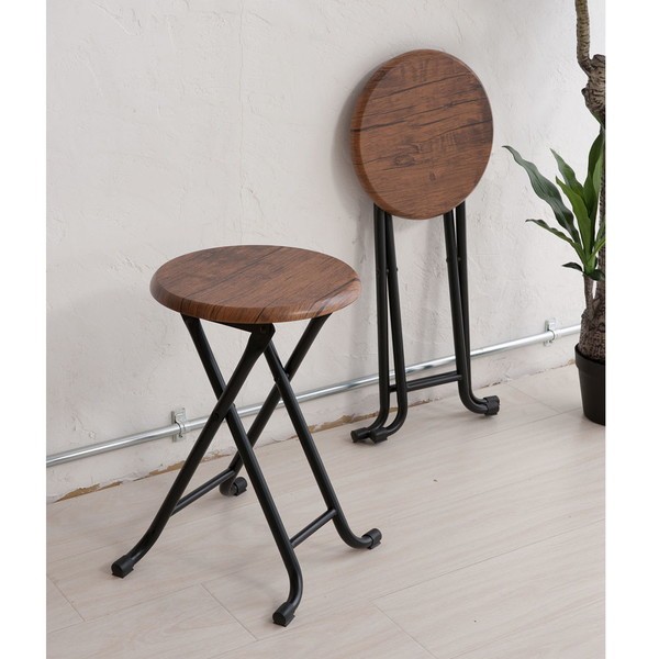 永井興産 丸椅子 折りたたみ チェア おしゃれ 木目 スツール