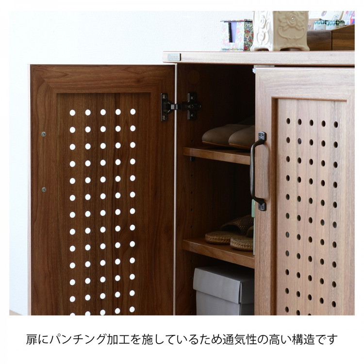 引き取り限定【東洋ブライウッド】★木製扉キャビネット シューズボックス　下駄箱★ 4FUL シューズボックス 下駄箱 ブラウン 通気性 シンプル 木目