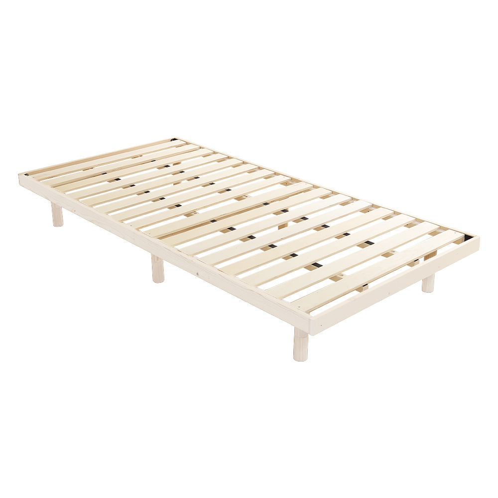 (新品、未使用品) ベッド ベッドフレーム シングル 木製 棚 天然木パイン材 高さ調節可能 すのこ