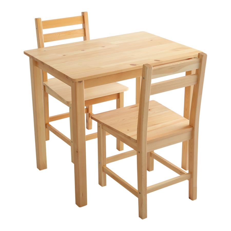 ダイニングテーブルセット 机 椅子 北欧モダン ナチュラル ダイニングチェア付き3点セット テーブルサイズ79x56cm ナチュラル ホワイトウォッシュ  :PND-3:楽装屋 - 通販 - Yahoo!ショッピング