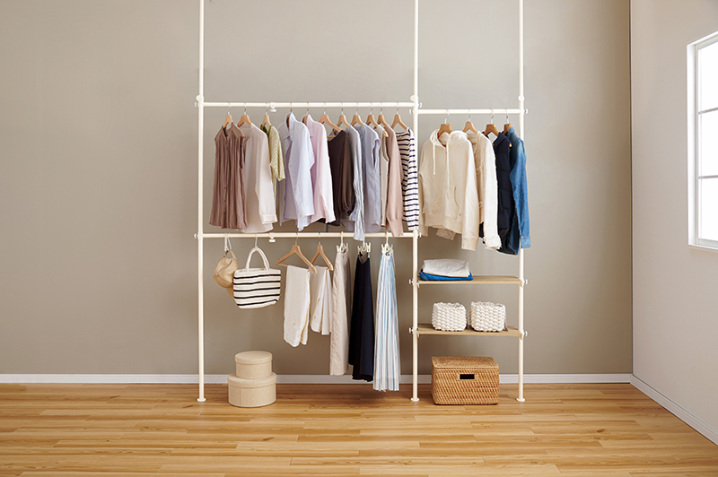 HAGiHARA（萩原） ハンガーラック 洋服掛け おしゃれ 突っ張り 伸縮