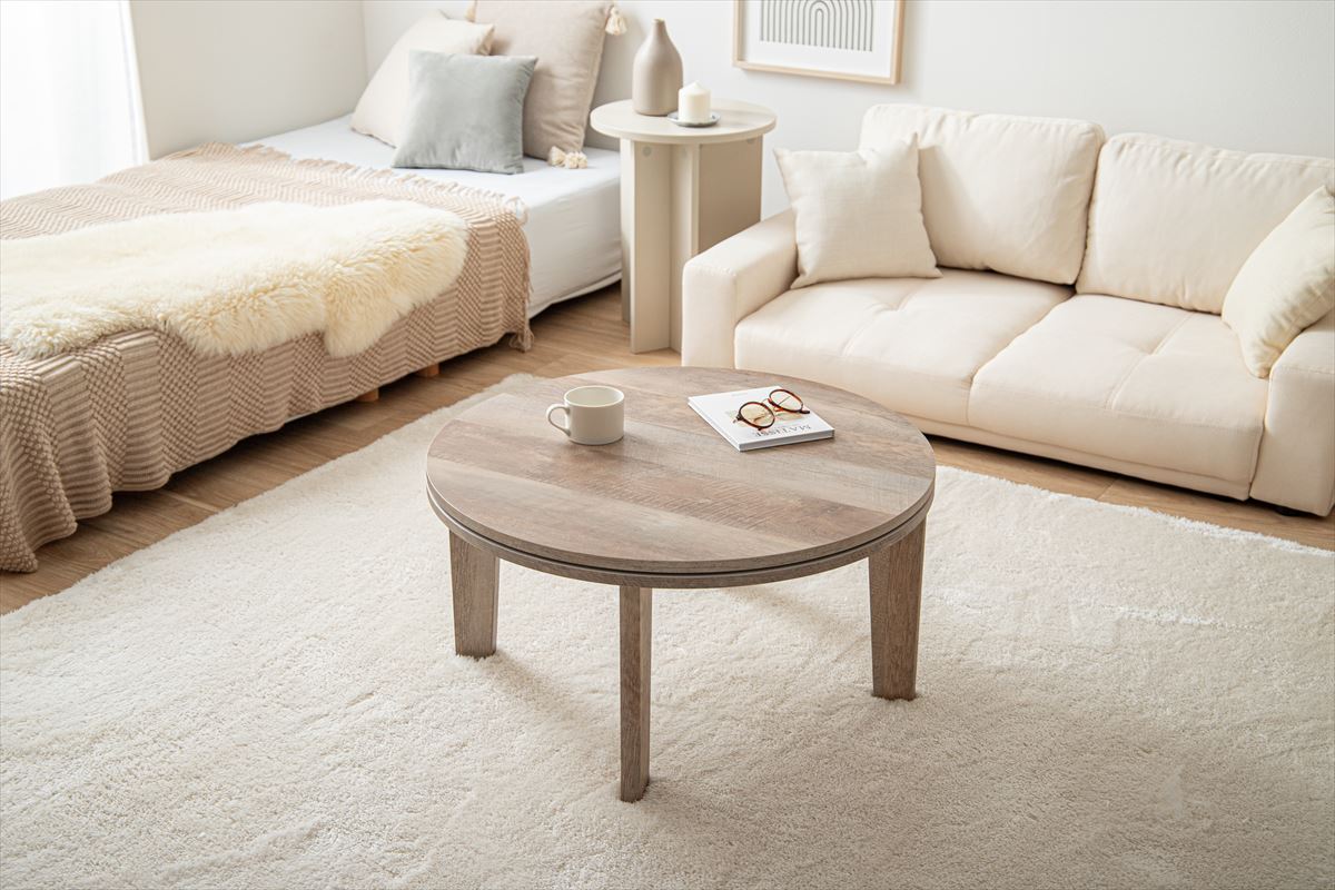 こたつテーブル おしゃれ 白 丸 ナチュラルモダン かわいい 炬燵