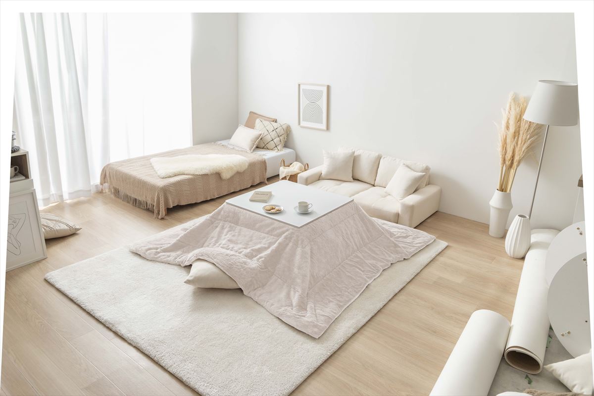 こたつテーブル コタツ 薄掛け布団付き2点セット おしゃれ 白 かわいい