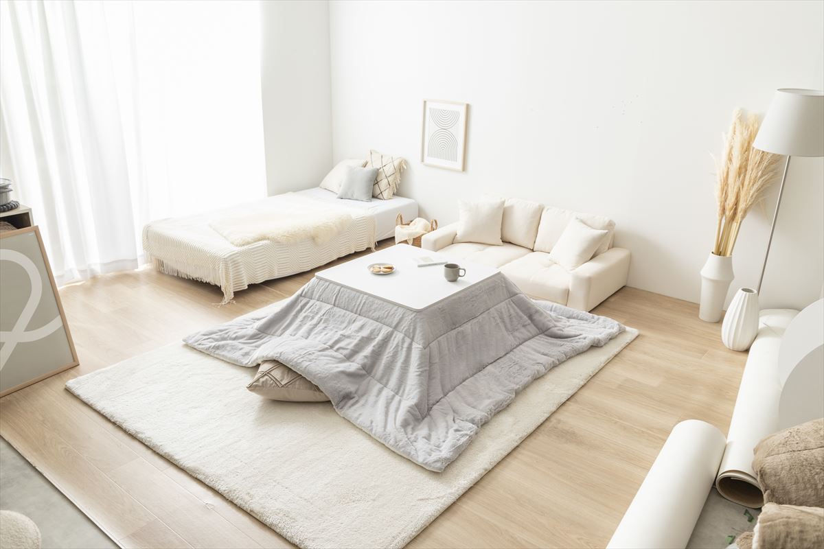 こたつテーブル コタツ 薄掛け布団付き2点セット おしゃれ 白 かわいい