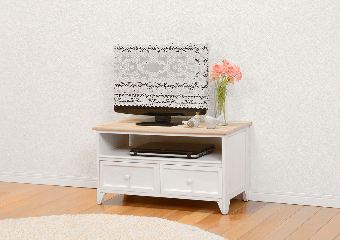 テレビ台 完成品 幅74cm 白 木目 フレンチカントリー テレビボード 桐