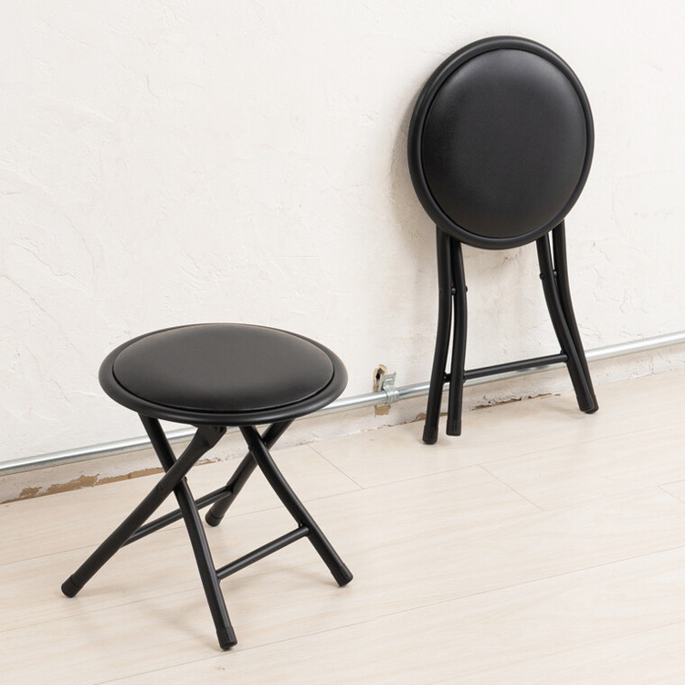 LGB 折りたたみスツール 黒 永井興産 椅子 折りたたみ チェア スツール 完成品 レザー 黒