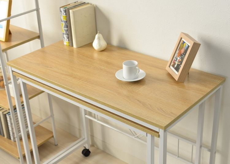 デスク 机 大小2つのテーブルを組み合わせて自由にレイアウト 木製 キャスター 幅84cm｜rakusouya｜03