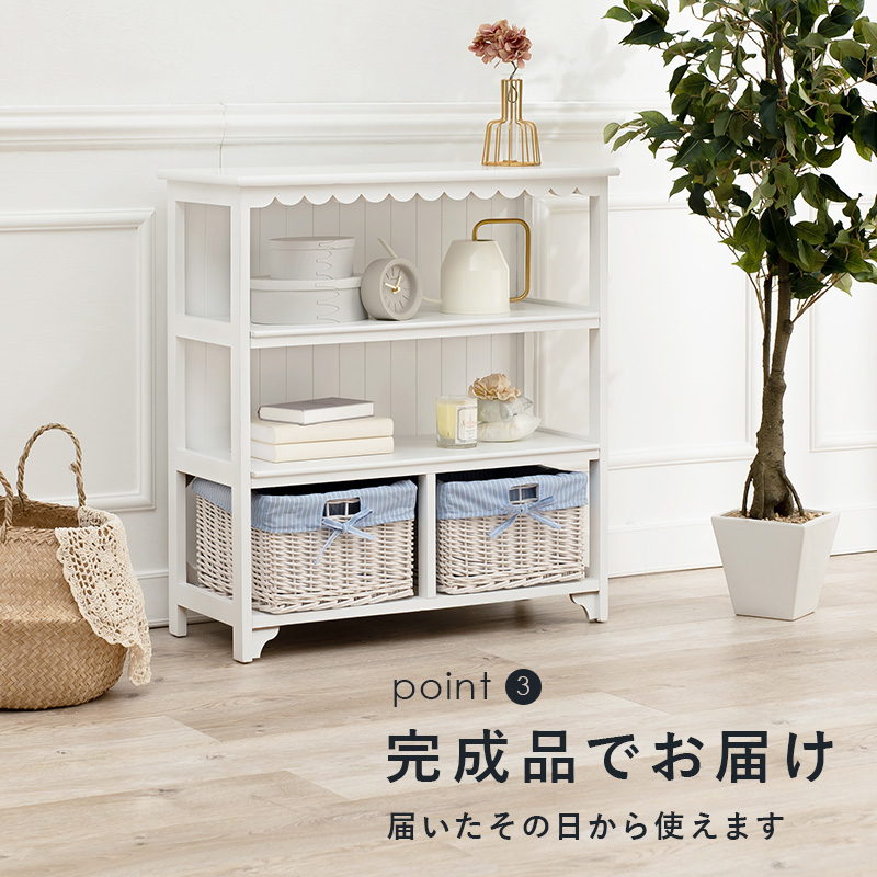 ハンドメイド　クラシックホワイト キャビネット　棚　シェルフ　戸棚　キッチン収納 HAGiHARA（萩原） キャビネット 完成品 白家具 フレンチカントリー